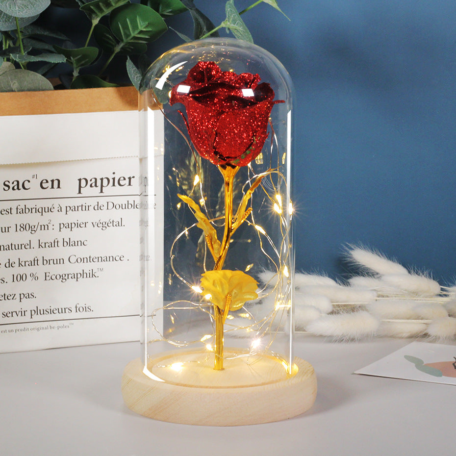 Mothers Day Gift Enchanted Forever Rose Flower In LED Glass Case