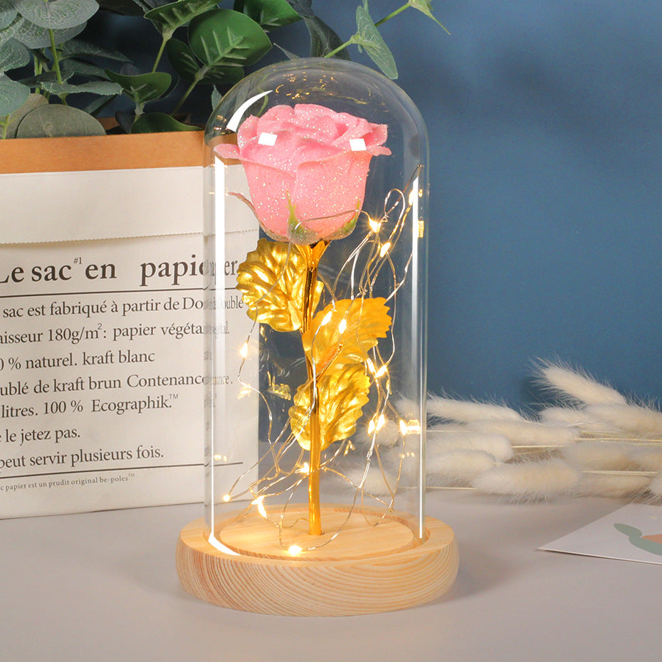 Mothers Day Gift Enchanted Forever Rose Flower In LED Glass Case