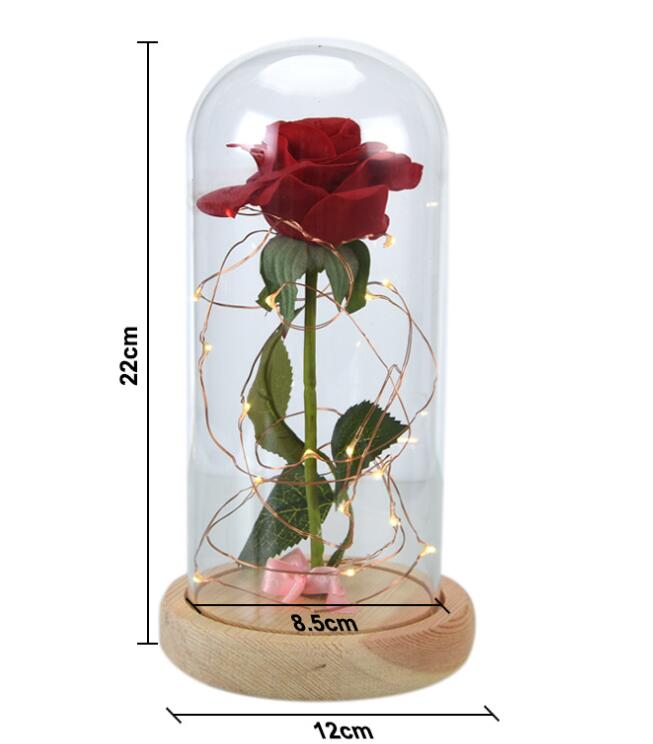 Mothers Day Gift Enchanted Forever Rose Flower In LED Glass Case