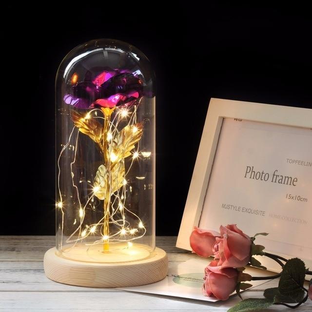 Mothers Day Gift Enchanted Forever Rose Flower In LED Glass Case